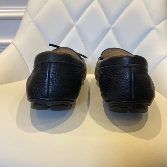 Authentic Prada loafer black leather with gold detail women’s size 37 1/2 - Picture 5 of 9